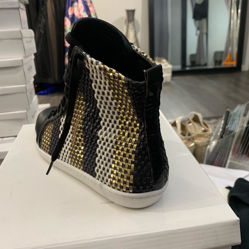 High top metallic looking sneakers